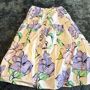 a new day Floral A-Line Skirt - Lavender and Green